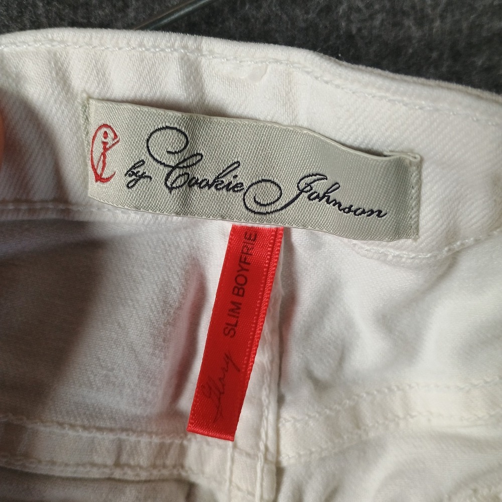 CJ by Cookie Johnson Jeans Women 8 29x30 White Mid Rise Pockets Logo Made In USA - Picture 4 of 12